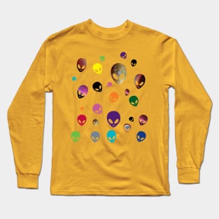 Alien Heads Colorful Long Sleeve T-Shirt